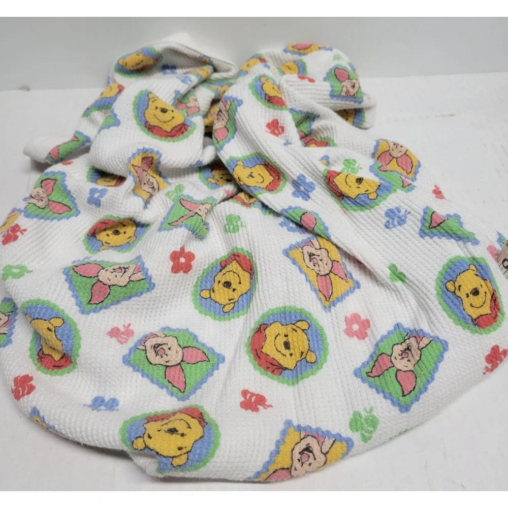Vintage Disney Winnie the Pooh Piglet‎ Thermal Baby Blanket Cotton Waffle Knit